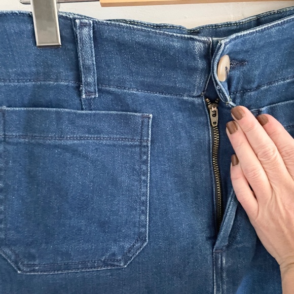 Anthropologie x Maeve Denim Pencil Skirt Dark Wash Pockets Cotton Stretch Sz XS - Picture 4 of 10